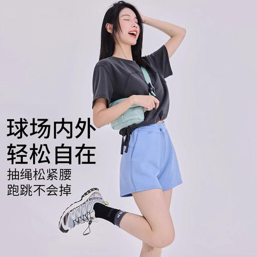 跃牌【倚窗听雨】系列 三分裤女砂洗莫代尔高腰调节扣跑步运动健身瑜伽短裤DK051 商品图3