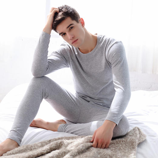 芬腾男士秋衣秋裤套装圆领保暖内衣秋季纯棉男冬天大码打底棉毛衫 商品图0