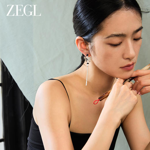 ZEGL设计师款东方花影系列蝴蝶流苏耳环女新中式耳饰气质大气耳钉 商品图2