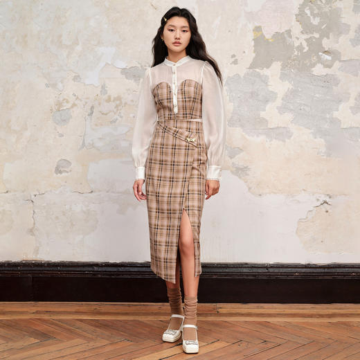 复古宫廷风格纹假两件衬衫秋季衬衣修身 商品图3