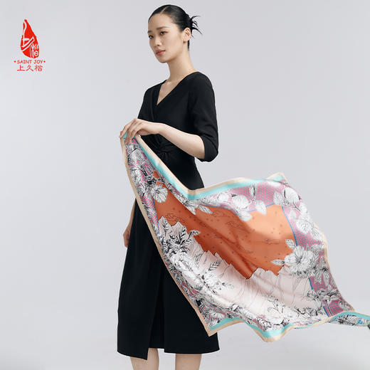 SAINTJOY/上久楷真丝方巾 双面印花真丝方巾  丽芙岭山 FJS24026 商品图0