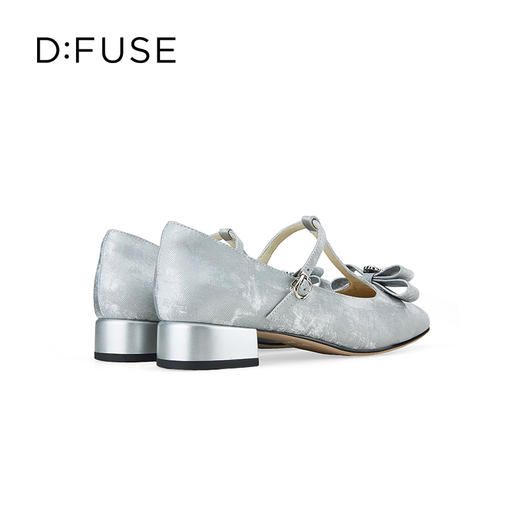 D:FUSE迪芙斯2024年秋季新款精致丝绸感印花牛皮蝴蝶结玛丽珍单鞋 DF43111301 商品图5