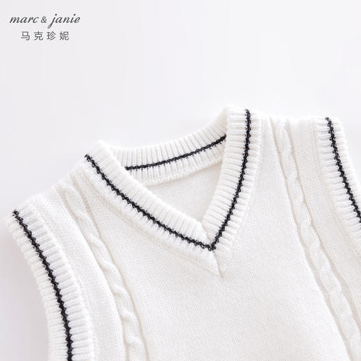【打折】马克珍妮春装 男女童学院风V领针织马甲221502 商品图3