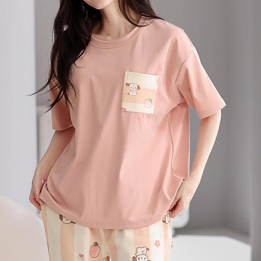 芬腾可外穿家居服睡衣女士夏季短袖透气两件套头套装大码舒适全棉 商品图2