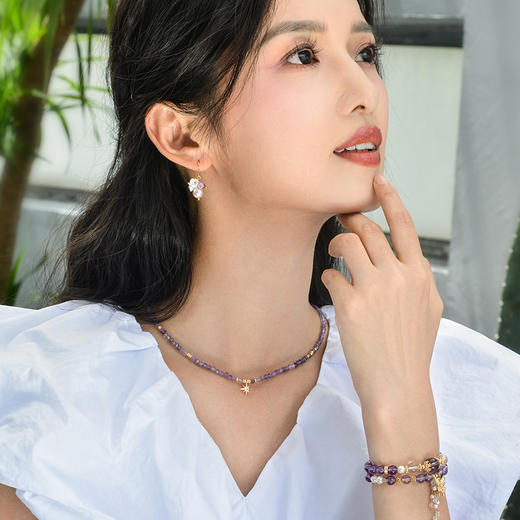 Manreya玛芮雅“紫霞仙子”紫水晶珍珠多巴胺手链、项链【答摩专属，礼袋+证书+礼盒】 商品图6