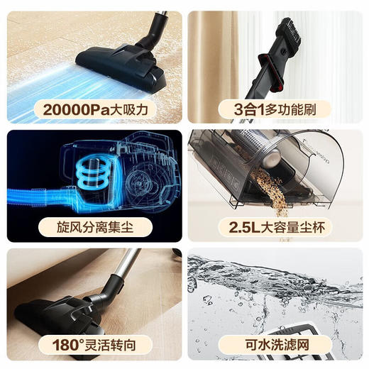 美的（Midea）吸尘器家用 C6 有线卧式大吸力地毯清洁机大功率强劲吸力一键收线 商品图2