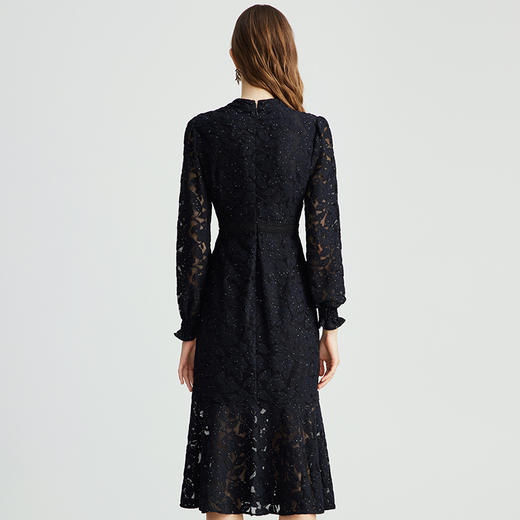 EITIE爱特爱气质修身显瘦钩花蕾丝连衣裙秋季新款C2407424 商品图4