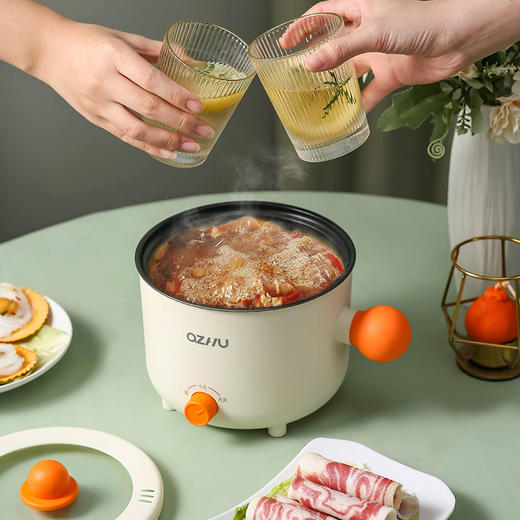 【一锅轻食趣！解锁千滋百味】多功能迷你电煮锅学生宿舍小电火锅家用一体电热锅不粘锅蒸煮锅，蒸煮同时进行，早上多睡半小时，也能轻松搞定全家早餐。ry 商品图2