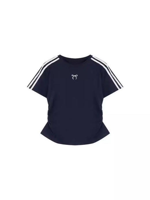 休闲运动套装女三条杠蝴蝶结短袖T恤夏季包臀半身短裙两件套_ym 商品图4