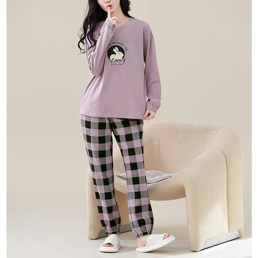 睡衣女纯棉春秋长袖圆领全棉韩版卡通少女宽松休闲家居服套装  芬腾 商品图4