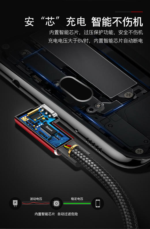 倍思 MVP王者弯头手游数据线USB-A转Micro1.5A 2M 黑色 商品图0