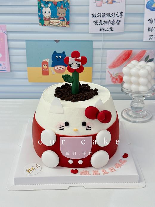 多款式~微加高HelloKitty盆栽花盆造型卡通蛋糕-低糖处理无添加 商品图2