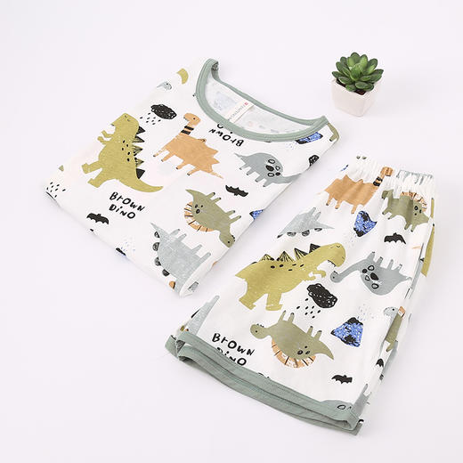 芬腾男童睡衣短袖纯棉薄款夏宝宝儿童中大童小男孩全棉家居服套装 商品图2