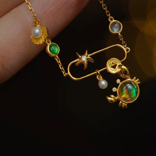 龢盒原创 “八方来财”小螃蟹18k金镶手链 脚链 商品图0