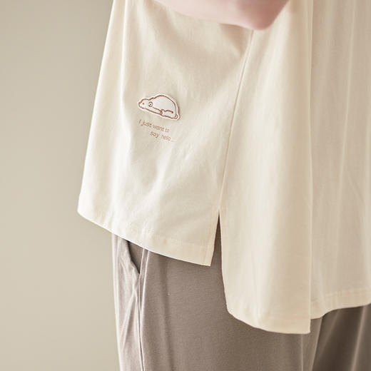 芬腾夏季100%棉带胸垫防凸点睡衣套装 A-4542 商品图1