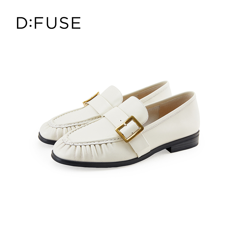 D:FUSE迪芙斯秋季新款薄底休闲鞋经典摩登金属扣乐福鞋休闲鞋豆豆鞋 DF43112361