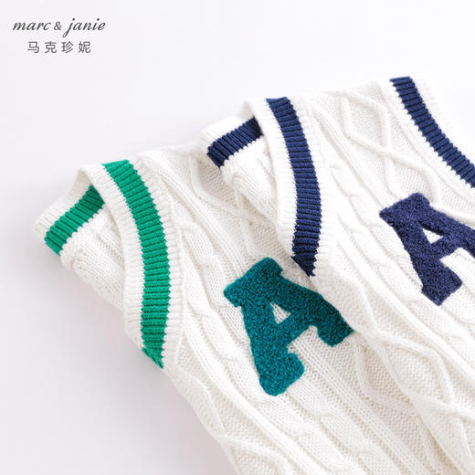 马克珍妮春装新款 男童学院风撞色V领针织马甲230085 商品图4