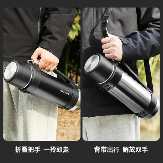 富光保温壶不锈钢大容量保温瓶车载真空保温水壶户外旅行壶暖水瓶 黑色 2000ml 商品图3