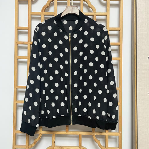 丁摩 真丝印花棒球服春款外套上衣桑蚕丝开衫上衣20-95A DB599 商品图6