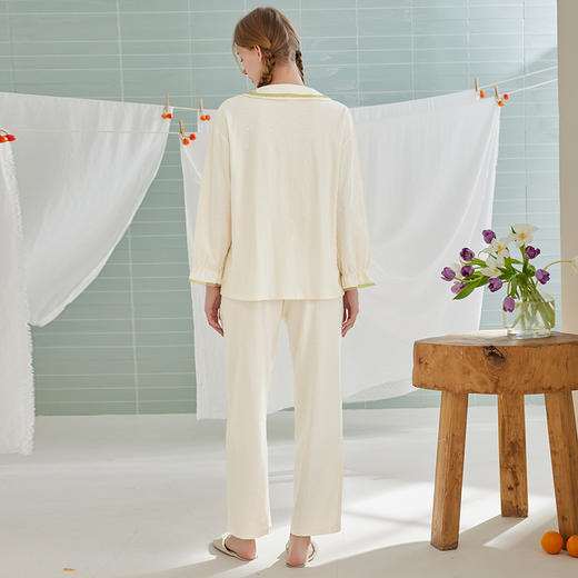 芬腾新款睡衣女长袖春秋纯棉开衫清新休闲全棉春季大码家居服套装 商品图3