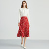 EITIE爱特爱秋季新款时尚高腰a字显瘦红色印花复古法式通勤半身裙C2406410 商品缩略图1
