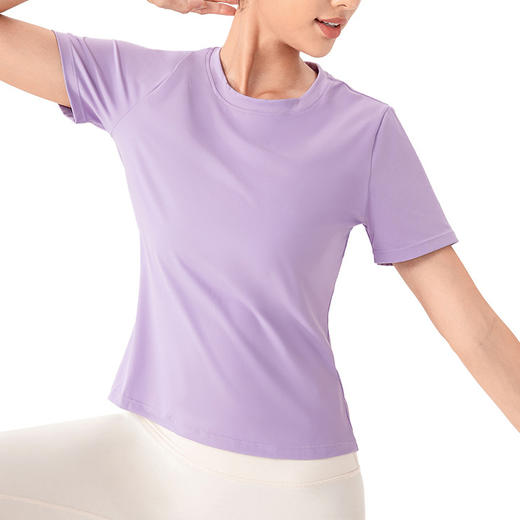 跃牌【欲动春风】系列 细纱女夏季瑜伽短袖裸感透气跑步运动上衣宽松健身T恤23060 商品图3