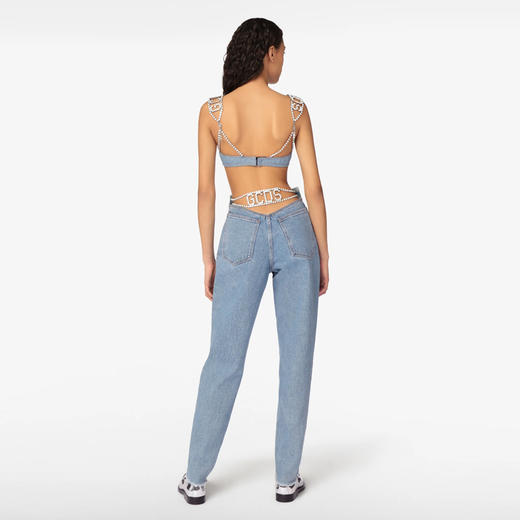 GCDS 女士颈链式休闲牛仔裤 浅蓝色 A1OW2900DA075 商品图2