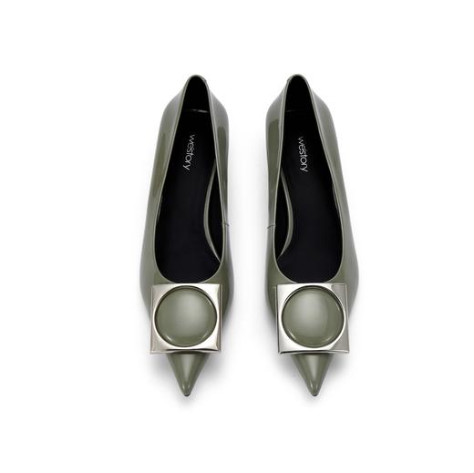 westory春秋季新款时尚优雅单鞋方扣水钻气质百搭小低跟单鞋女W24CE74521 商品图3