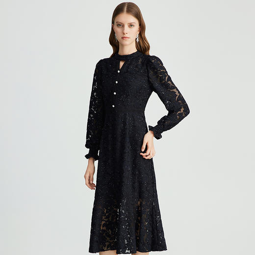 EITIE爱特爱气质修身显瘦钩花蕾丝连衣裙秋季新款C2407424 商品图2