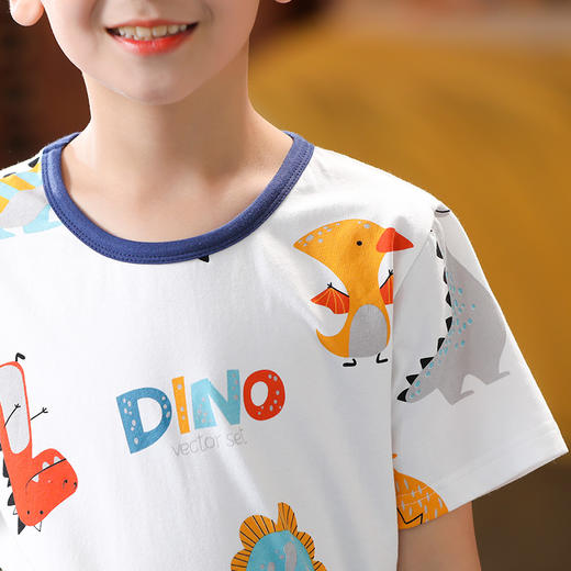 芬腾夏季男童睡衣短袖短裤宝宝纯棉薄款卡通儿童小男孩家居服套装 商品图1