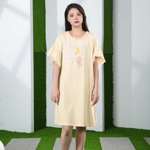 下架 芬腾睡裙女士夏季薄款可爱短袖睡衣女款公主风宽松休闲家居服中裙 商品图4