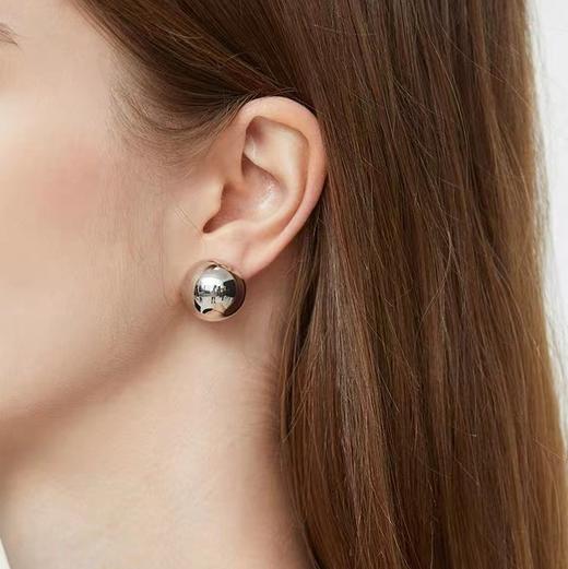 盐岛 至简系列半球耳钉铜厚镀18K（白）金 商品图6