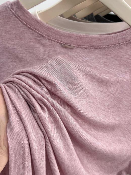 【轻薄柔软莱赛尔天丝短袖t恤】夏季宽松温柔纯色圆领清凉面膜上衣  商品图4