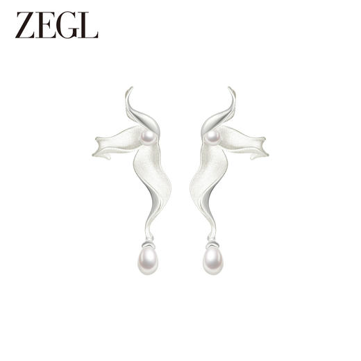 ZEGL设计师东方花影系列人造珍珠花朵耳钉女新款爆款耳环轻奢耳饰 商品图4