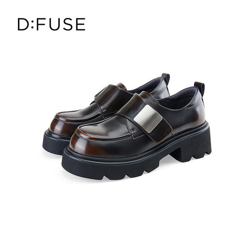 D:FUSE迪芙斯秋季新款质感牛皮魔术贴百搭乐福鞋轻便厚底增高鞋DF43112363 商品图8