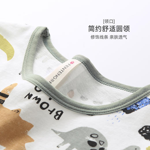 芬腾男童睡衣短袖纯棉薄款夏宝宝儿童中大童小男孩全棉家居服套装 商品图3