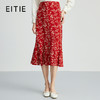 EITIE爱特爱秋季新款时尚高腰a字显瘦红色印花复古法式通勤半身裙C2406410 商品缩略图0