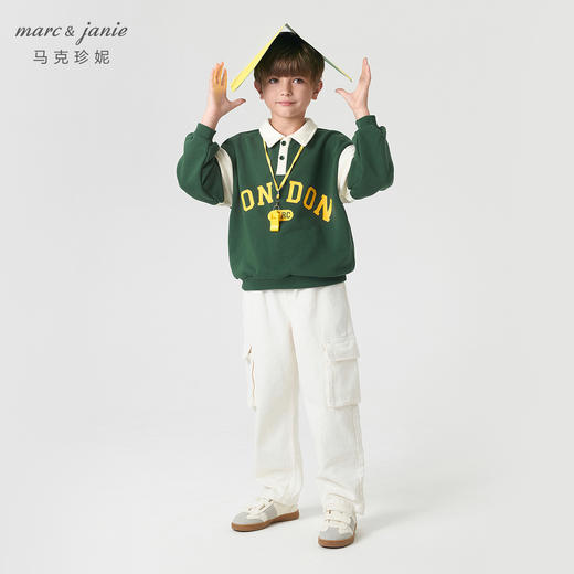 【学院风】马克珍妮秋装新款 男童polo领字母印花休闲卫衣231198 商品图1