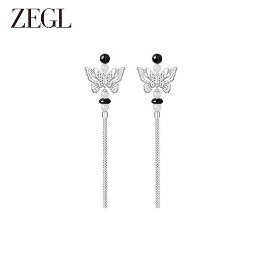 ZEGL设计师款东方花影系列蝴蝶流苏耳环女新中式耳饰气质大气耳钉 商品图5