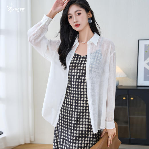 米思阳2026春季新款时尚宽松衬衫休闲百搭透气Polo领上衣女3115 商品图0