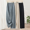 HSS2866 麻感天丝裤休闲裤女2024夏季新款高腰薄款宽松显瘦窄版阔腿长裤子 商品缩略图0