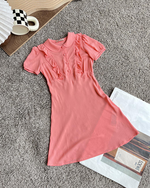 现货 THS 7.3-尾货童装-不退换 21度家 木耳边翻领连衣裙 CL037 商品图0