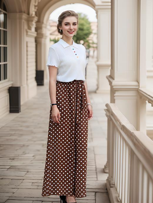 口袋腰系带宽松阔腿裤 商品图2