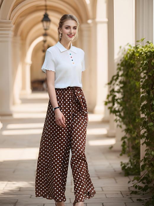 口袋腰系带宽松阔腿裤 商品图3