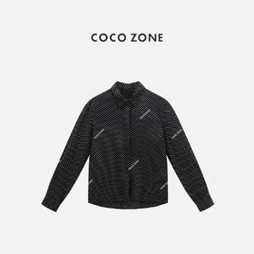 COCO ZONE 100桑蚕丝波点翻领衬衫长袖上衣CC2C1266