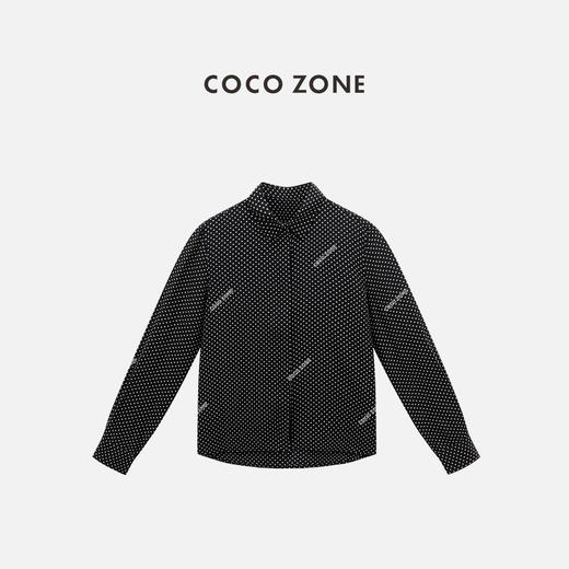 COCO ZONE 100桑蚕丝波点翻领衬衫长袖上衣CC2C1266 商品图0