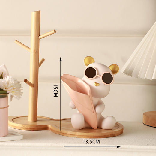 【可爱熊抱花收纳】客厅电视柜儿童房壁柜橱柜桌面摆件 卡通创意入户柜装饰 商品图5