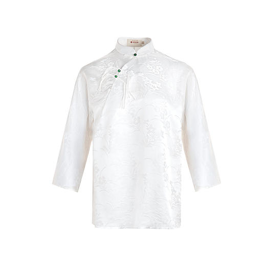 【林栖设计小店】桑蚕丝衬衫优雅提花复古气质修身2024春夏新品真丝衫女1931235 商品图7