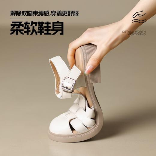 ZHR猪笼鞋女复古时尚包头凉鞋夏法式软底休闲鞋编织罗马凉鞋 商品图4