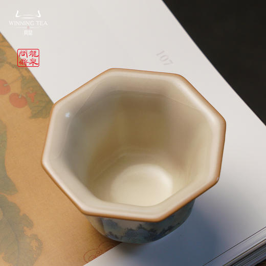 龙泉问鼎彩绘哥窑潭影杯（青绿山水）（缺货） 商品图2